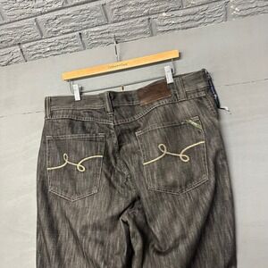 Girbaud Mens Relaxed Wide Leg Dark Wash Embroidered Denim Jeans Size 40